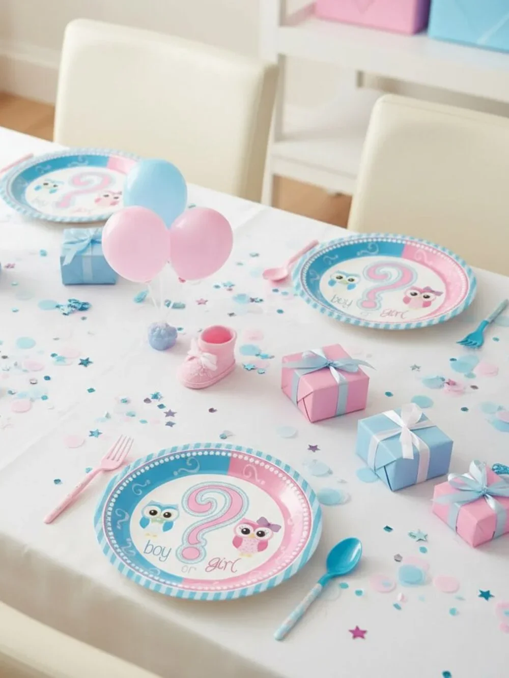 Forum Novelties Owl Gender Reveal Plates Baby Shower Party Supplies 8 Count